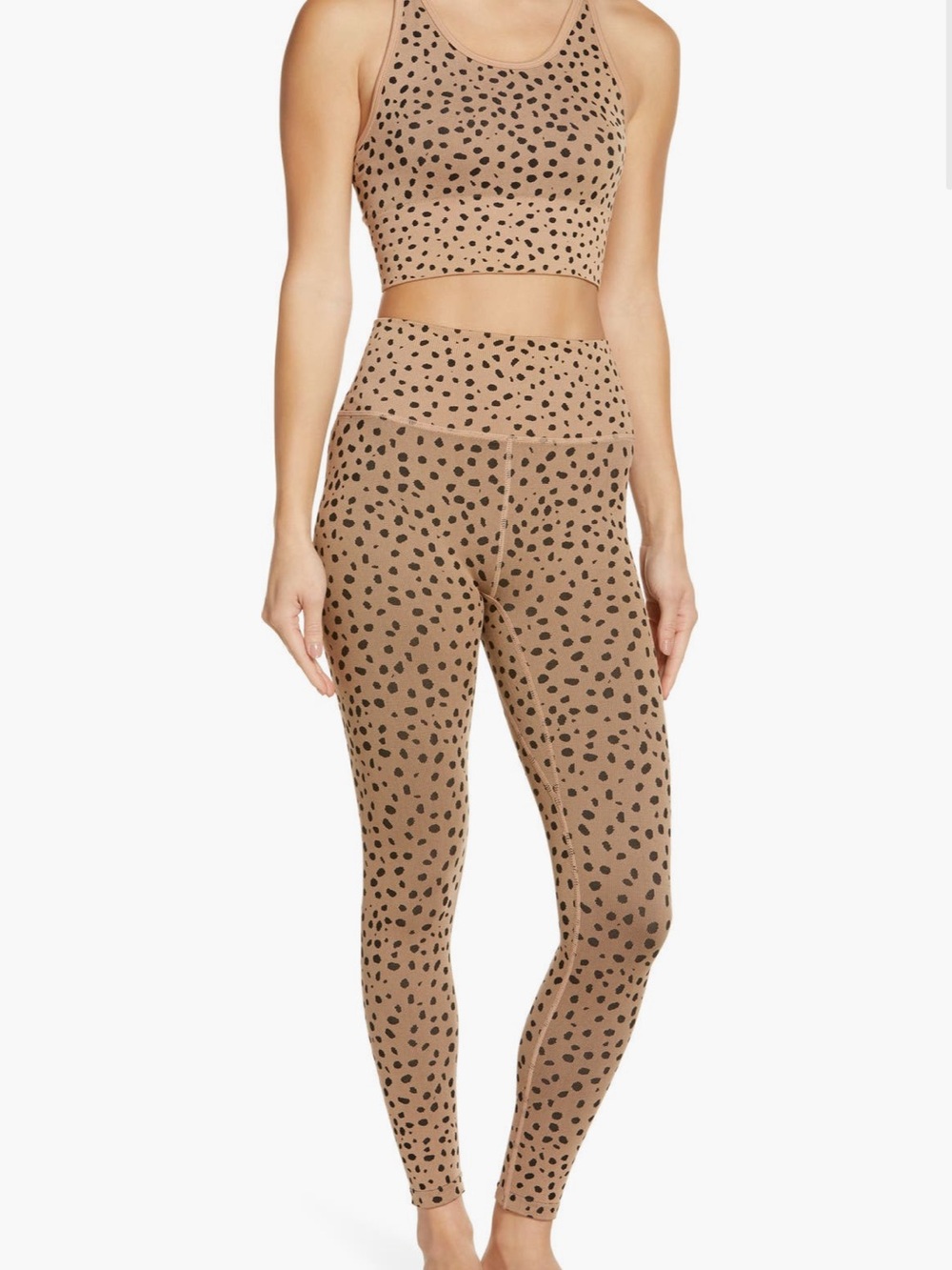 Zella Elevate High Waist Tan Spot Print Seamless Leggings